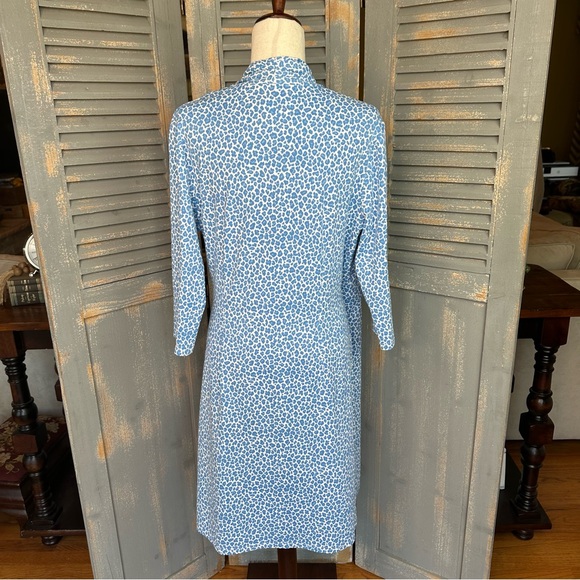 J. McLaughlin Faux Wrap Panama Dress Blue Cheetah Sz XL - Picture 11 of 16